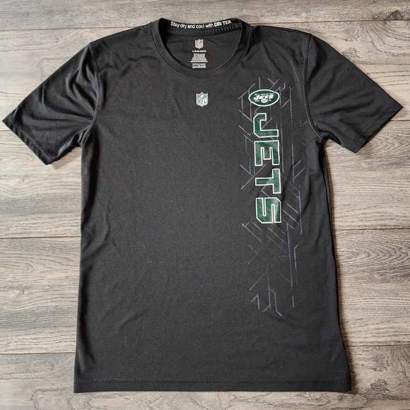 NFL New York Jets Youth Boys Dri-Tek Performance T-Shirt Black Size - L (14-16) - Picture 1 of 5